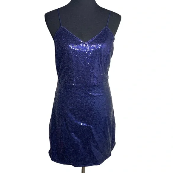 SHEIN | Dresses | Shein Blue Sequin Dress Large | Poshmark